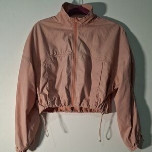 JLUXLABEL Light Pink Bomber Cropped Windbreaker Jacket Size S